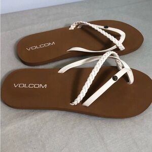 Volcom  Women’s White and brown flip flops Braided-Strap Sandals size 7